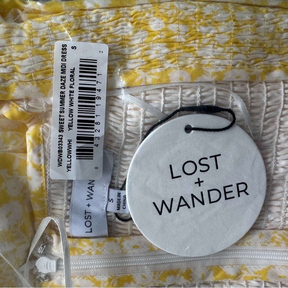 NWT Lost & Wander Sweet Summer Daze Midi Dress — Yellow Floral Size Small - Picture 4 of 5